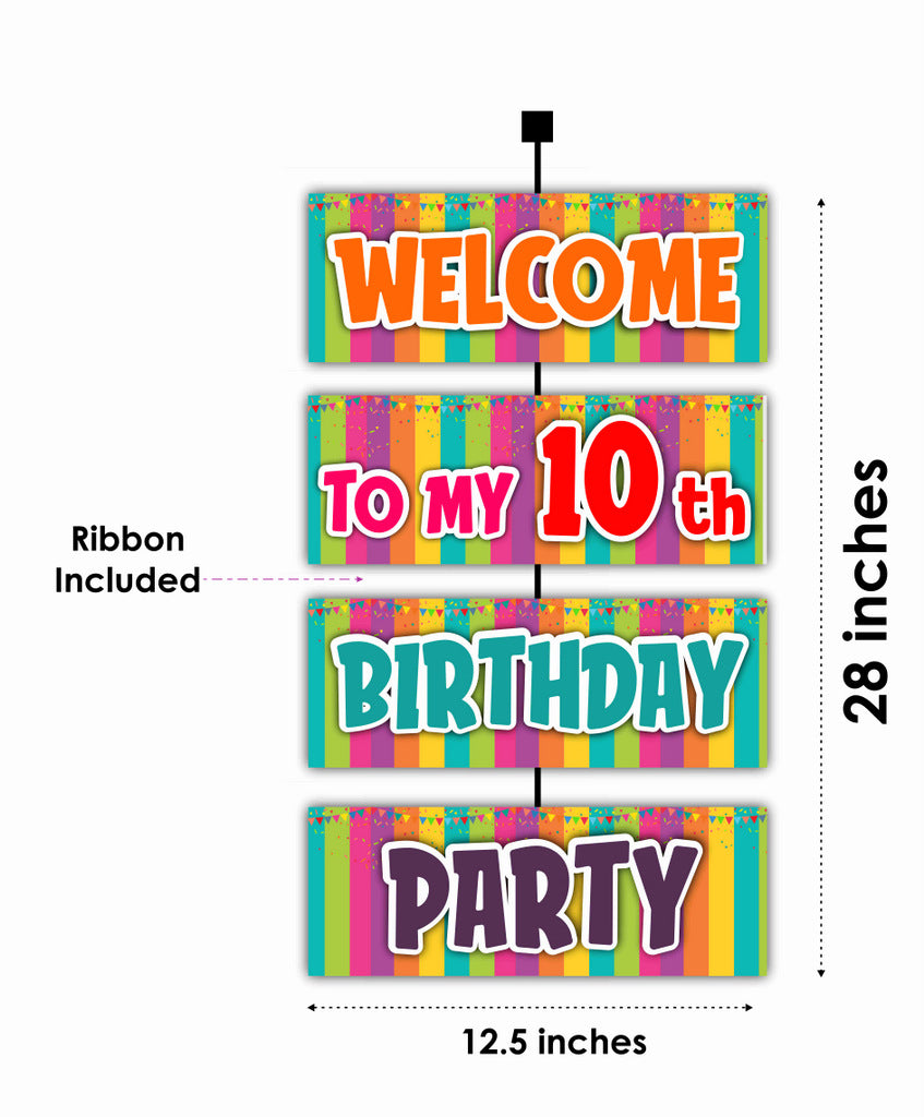 10th Birthday Welcome Board Welcome to My Birthday Party Board for Door Party Hall Entrance Decoration Party Item for Indoor and Outdoor 2.3 feet
