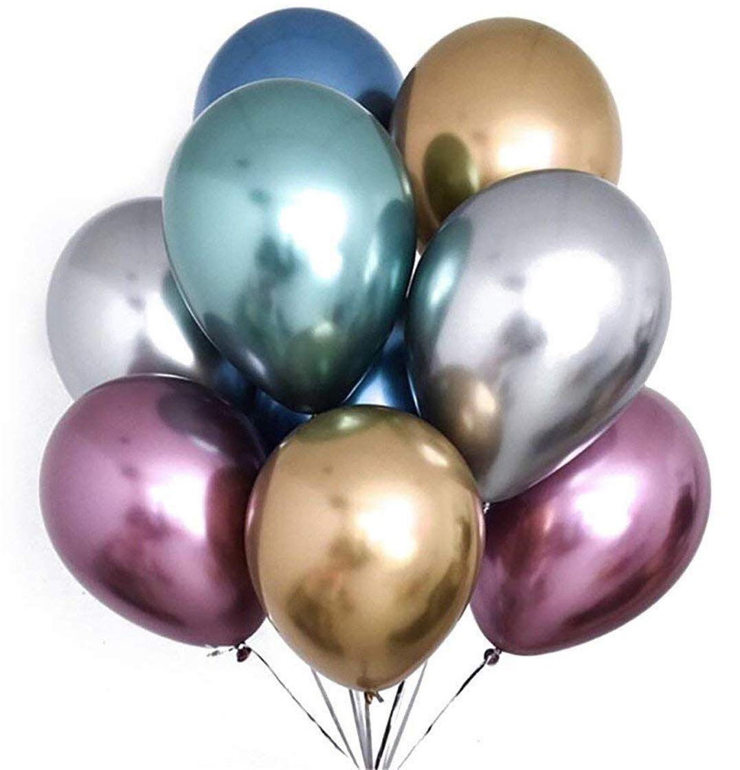 Purple Chrome Metallic 12 Inches Pack of 10 Balloons with Shiny Surface For Birthdays/Anniversary/Engagement/Baby Shower/bachelorette Party Decorations