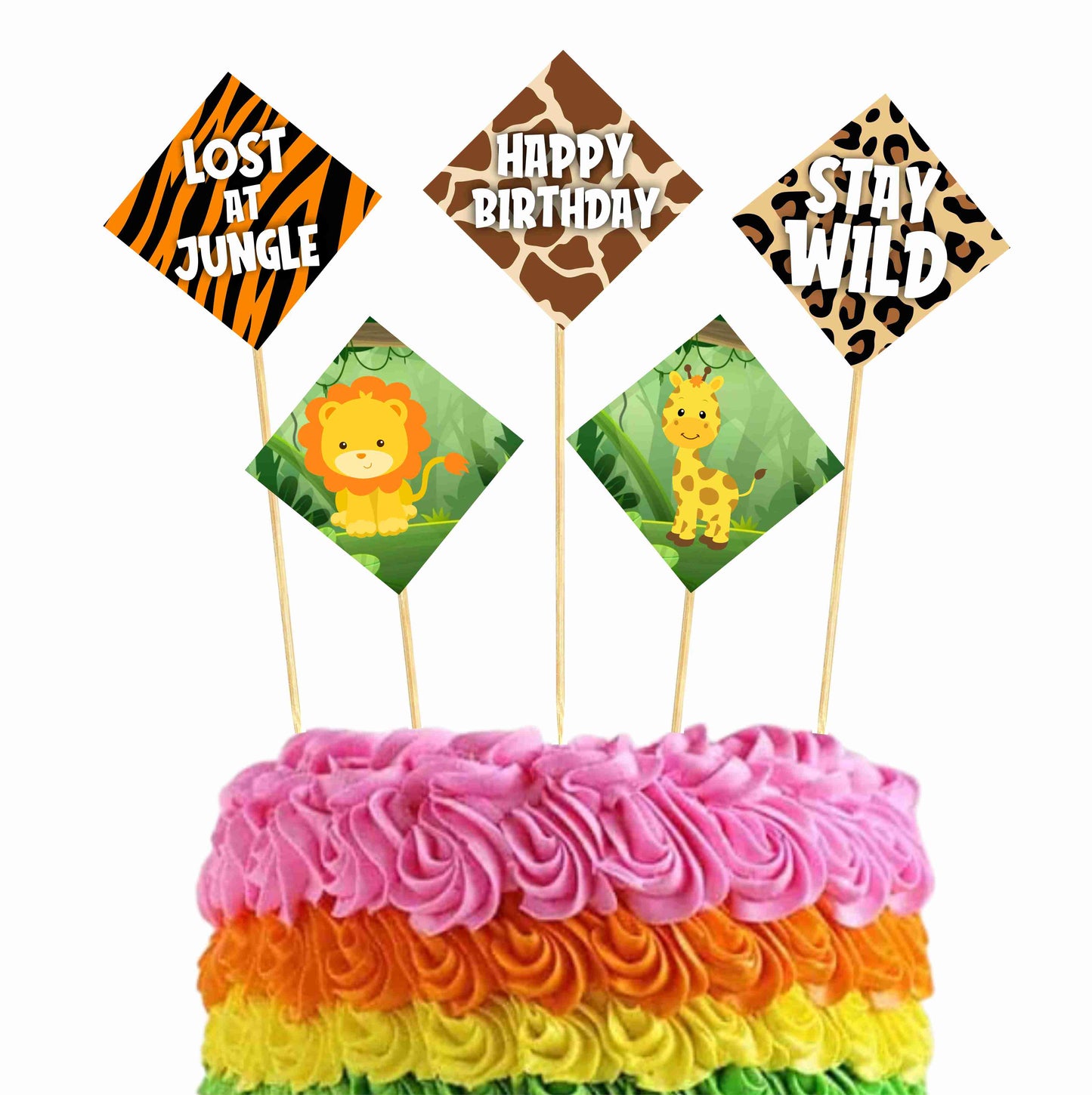 African Safari Theme Cake Topper Pack of 10 Nos for Birthday Cake Decoration Theme Party Item For Boys Girls Adults Birthday Theme Decor