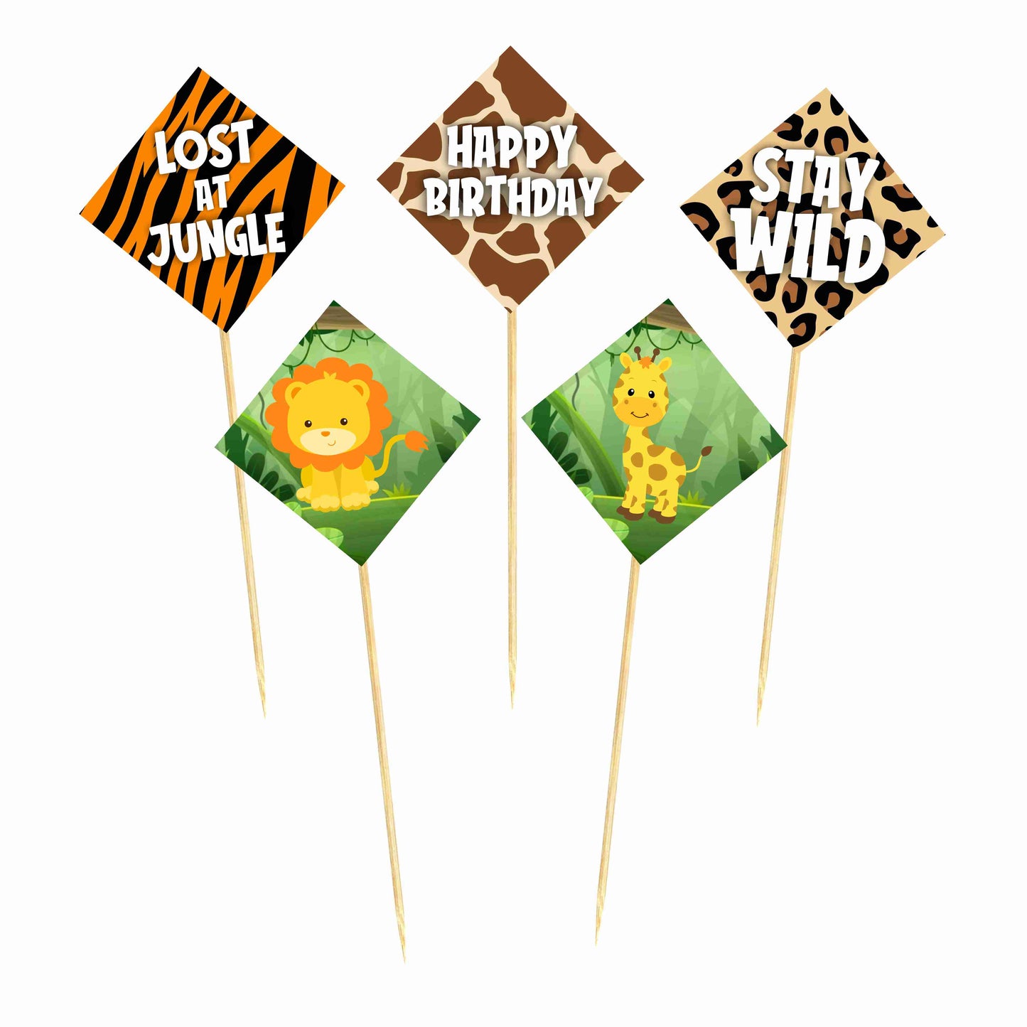 African Safari Theme Cake Topper Pack of 10 Nos for Birthday Cake Decoration Theme Party Item For Boys Girls Adults Birthday Theme Decor