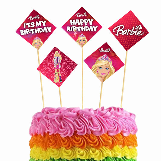 Barbie Theme Cake Topper Pack of 10 Nos for Birthday Cake Decoration Theme Party Item For Boys Girls Adults Birthday Theme Decor