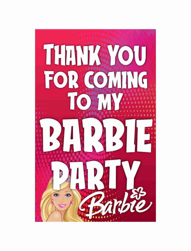 Barbie theme Return Gifts Thank You Tags Thank u Cards for Gifts 20 Nos Cards and Glue Dots