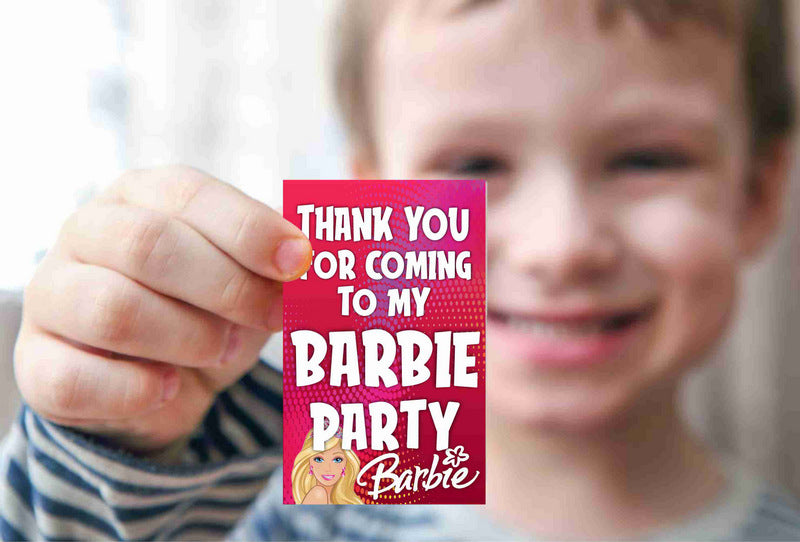 Barbie theme Return Gifts Thank You Tags Thank u Cards for Gifts 20 Nos Cards and Glue Dots