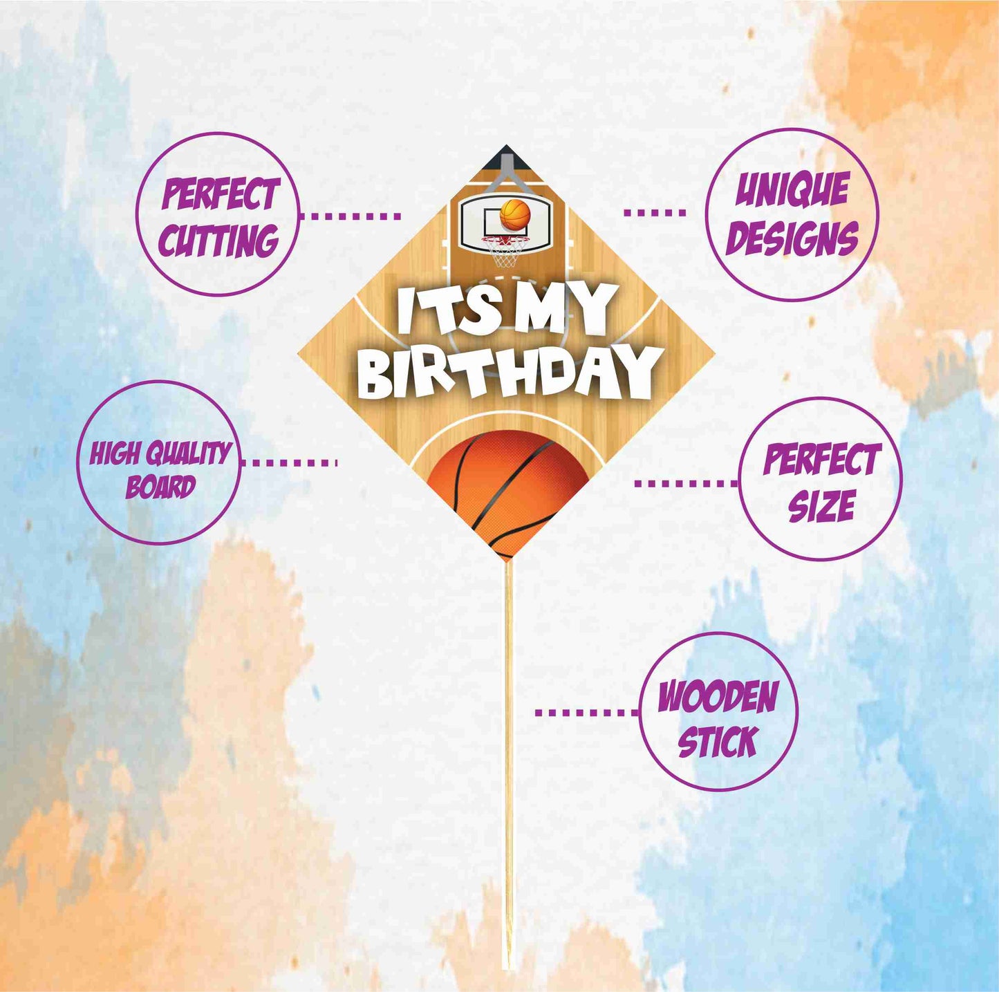 Basket Ball Theme Cake Topper Pack of 10 Nos for Birthday Cake Decoration Theme Party Item For Boys Girls Adults Birthday Theme Decor