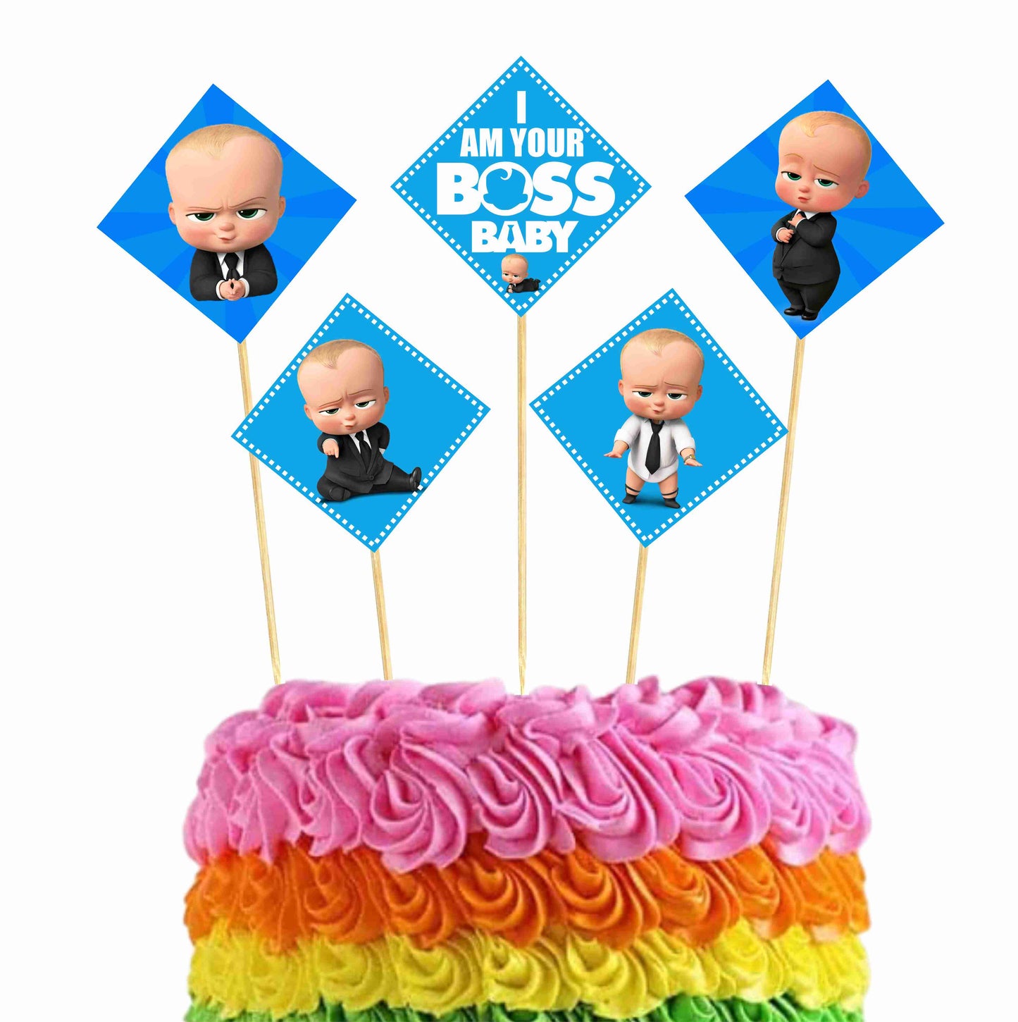 Boss Baby Theme Cake Topper Pack of 10 Nos for Birthday Cake Decoration Theme Party Item For Boys Girls Adults Birthday Theme Decor