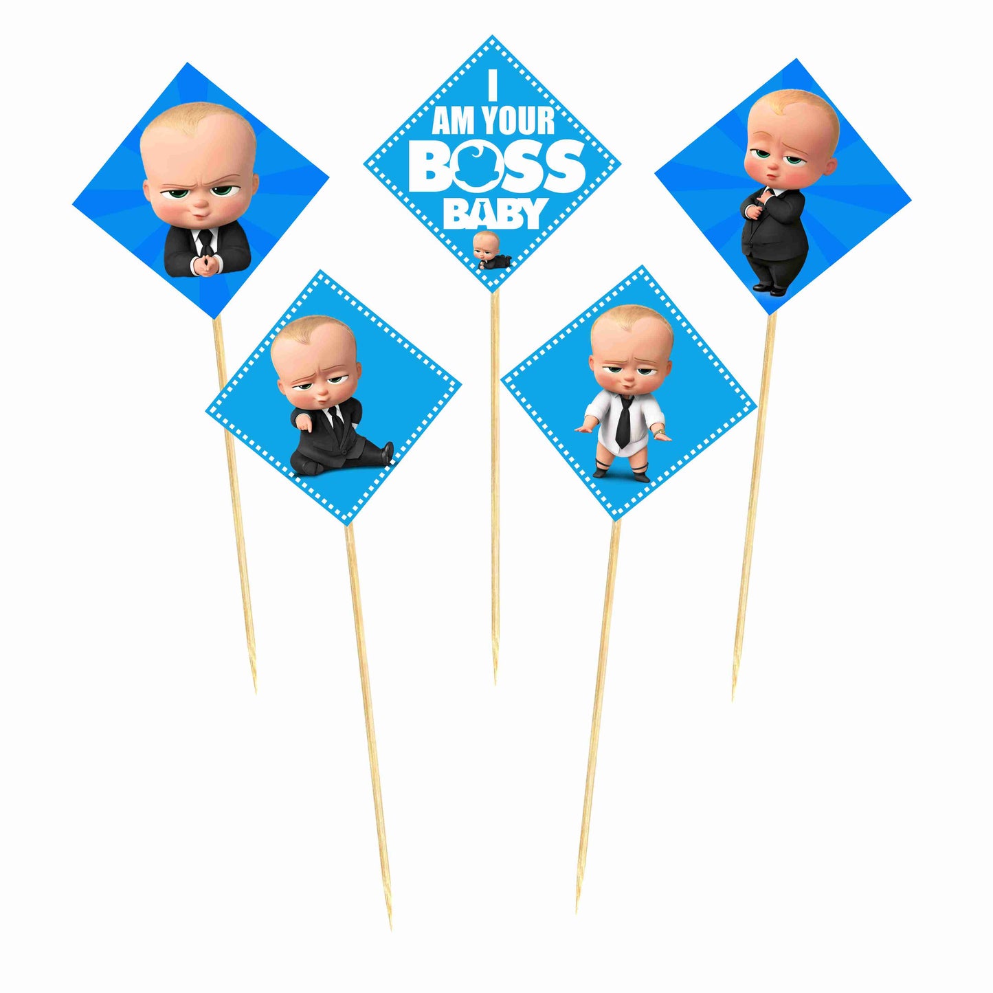Boss Baby Theme Cake Topper Pack of 10 Nos for Birthday Cake Decoration Theme Party Item For Boys Girls Adults Birthday Theme Decor