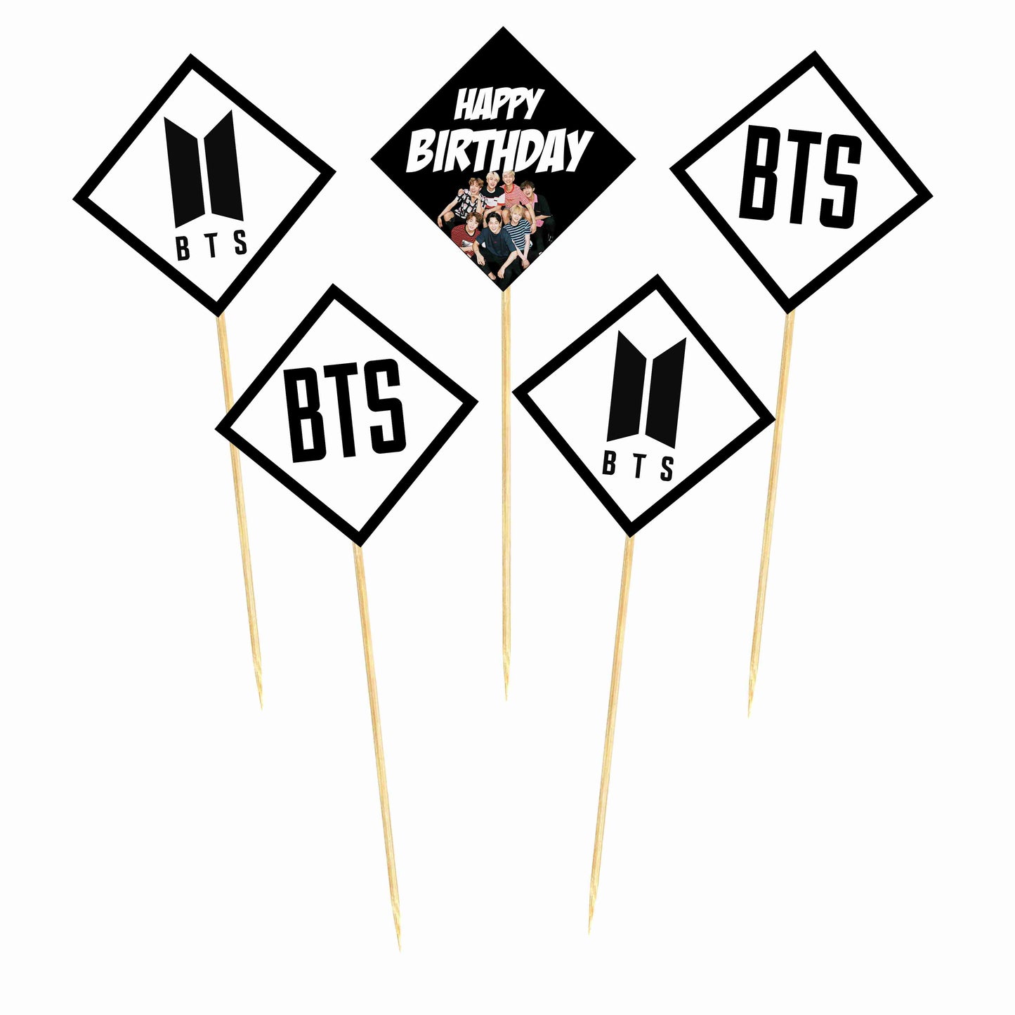 BTS Theme Cake Topper Pack of 10 Nos for Birthday Cake Decoration Theme Party Item For Boys Girls Adults Birthday Theme Decor