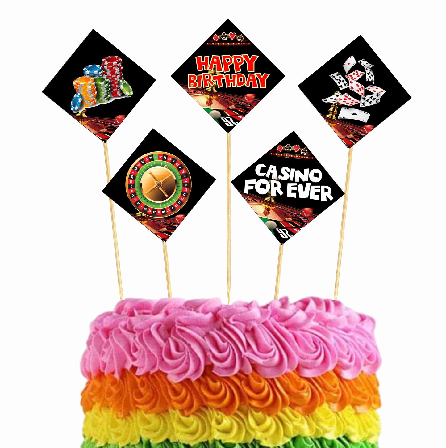 Casino Poker Theme Cake Topper Pack of 10 Nos for Birthday Cake Decoration Theme Party Item For Boys Girls Adults Birthday Theme Decor