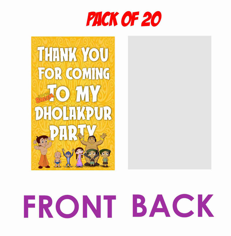 Chota Bheem Theme Return Gifts Thank You Tags Thank u Cards for Gifts 20 Nos Cards and Glue Dots