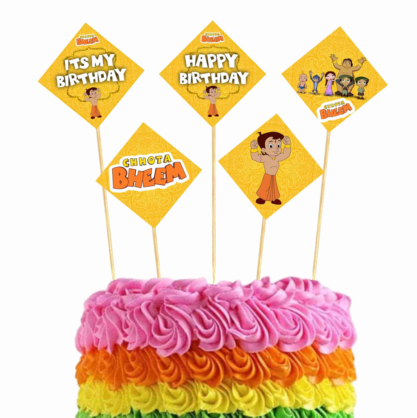 Chota Bheem Theme Cake Topper Pack of 10 Nos for Birthday Cake Decoration Theme Party Item For Boys Girls Adults Birthday Theme Decor