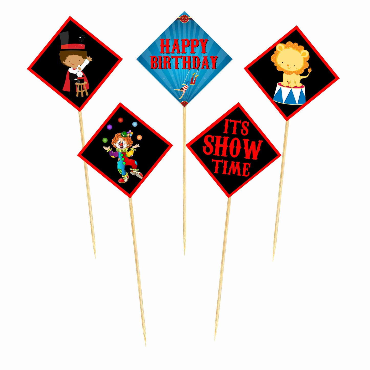 Circus Theme Cake Topper Pack of 10 Nos for Birthday Cake Decoration Theme Party Item For Boys Girls Adults Birthday Theme Decor