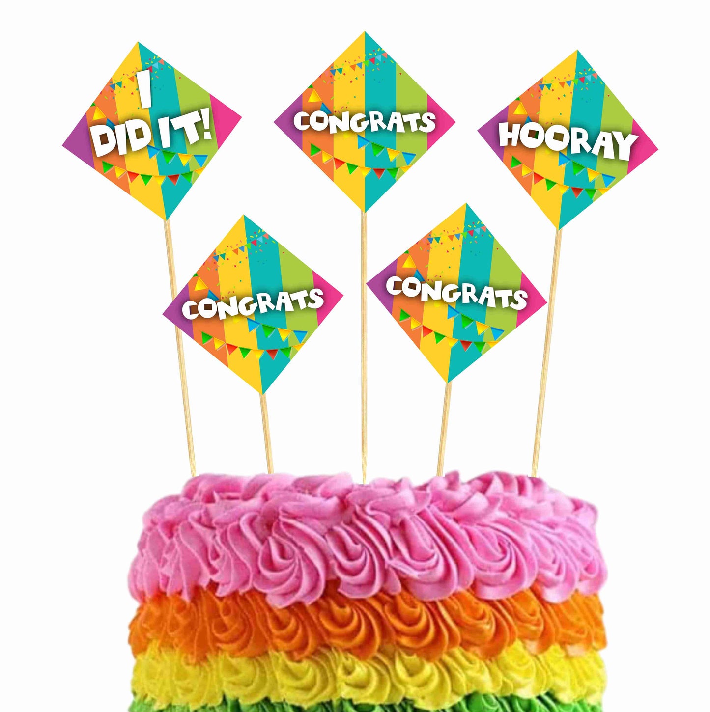 Congratulations Theme Cake Topper Pack of 10 Nos for Cake Decoration Theme Party Item