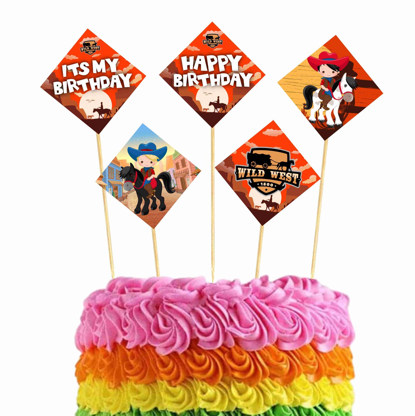 Cowboy Theme Cake Topper Pack of 10 Nos for Birthday Cake Decoration Theme Party Item For Boys Girls Adults Birthday Theme Decor