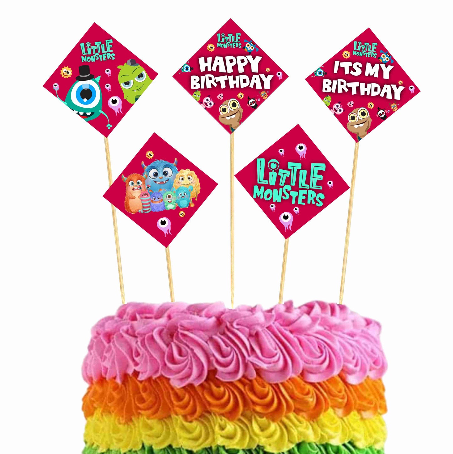 Little Monster Theme Cake Topper Pack of 10 Nos for Birthday Cake Decoration Theme Party Item For Boys Girls Adults Birthday Theme Decor