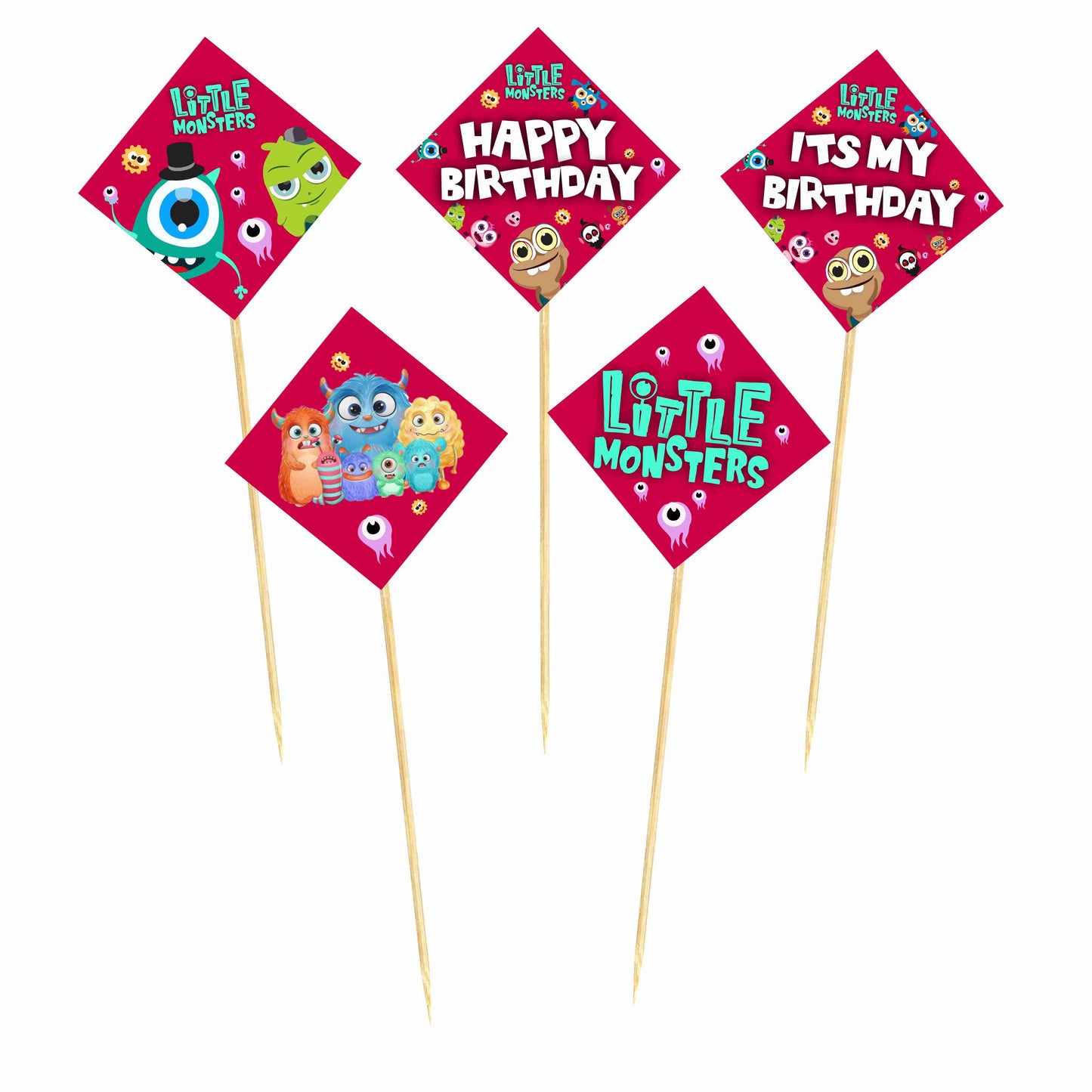 Little Monster Theme Cake Topper Pack of 10 Nos for Birthday Cake Decoration Theme Party Item For Boys Girls Adults Birthday Theme Decor
