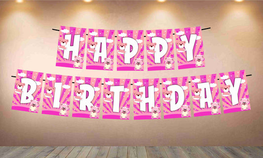 Pink Teddy Bear Theme Happy Birthday Banner for Photo Shoot Backdrop and Theme Party