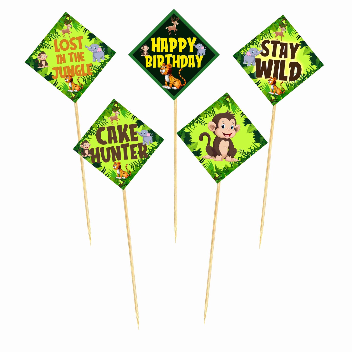 Jungle Animals Theme Cake Topper Pack of 10 Nos for Birthday Cake Decoration Theme Party Item For Boys Girls Adults Birthday Theme Decor