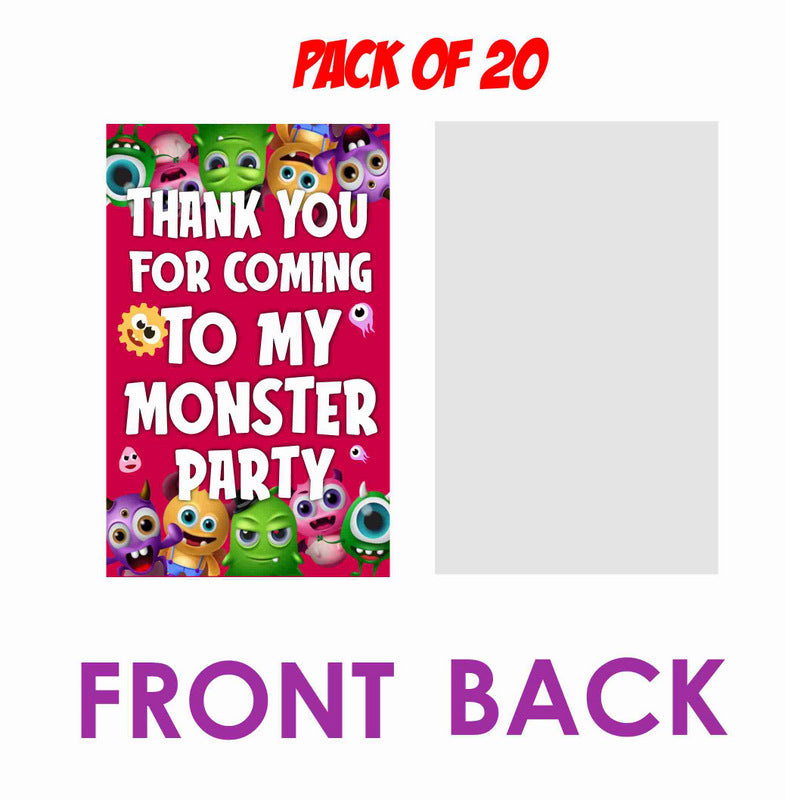 Little Monster Theme Return Gifts Thank You Tags Thank u Cards for Gifts 20 Nos Cards and Glue Dots