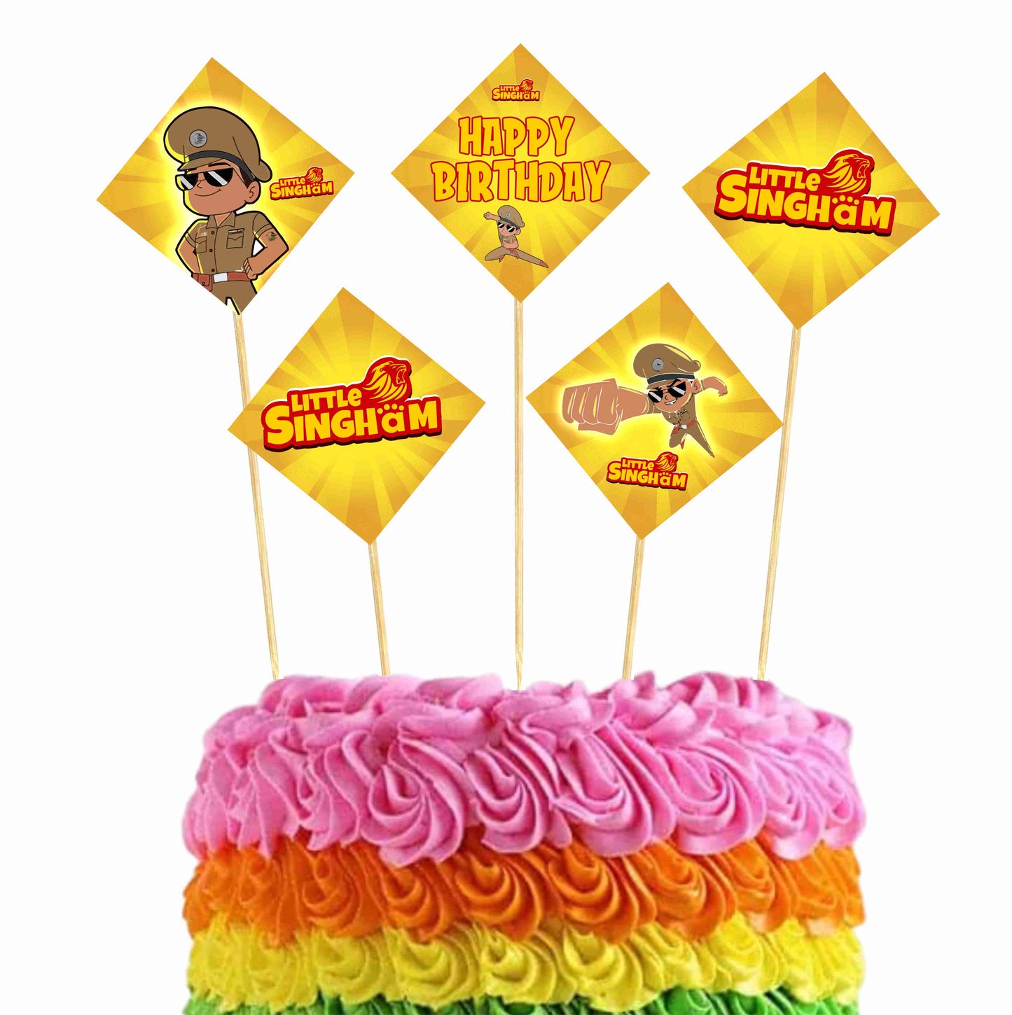 Little Singham Theme Cake Topper Pack of 10 Nos for Birthday Cake Decoration Theme Party Item For Boys Girls Adults Birthday Theme Decor