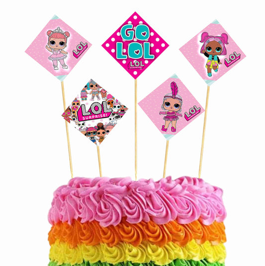 LOL Theme Cake Topper Pack of 10 Nos for Birthday Cake Decoration Theme Party Item For Boys Girls Adults Birthday Theme Decor