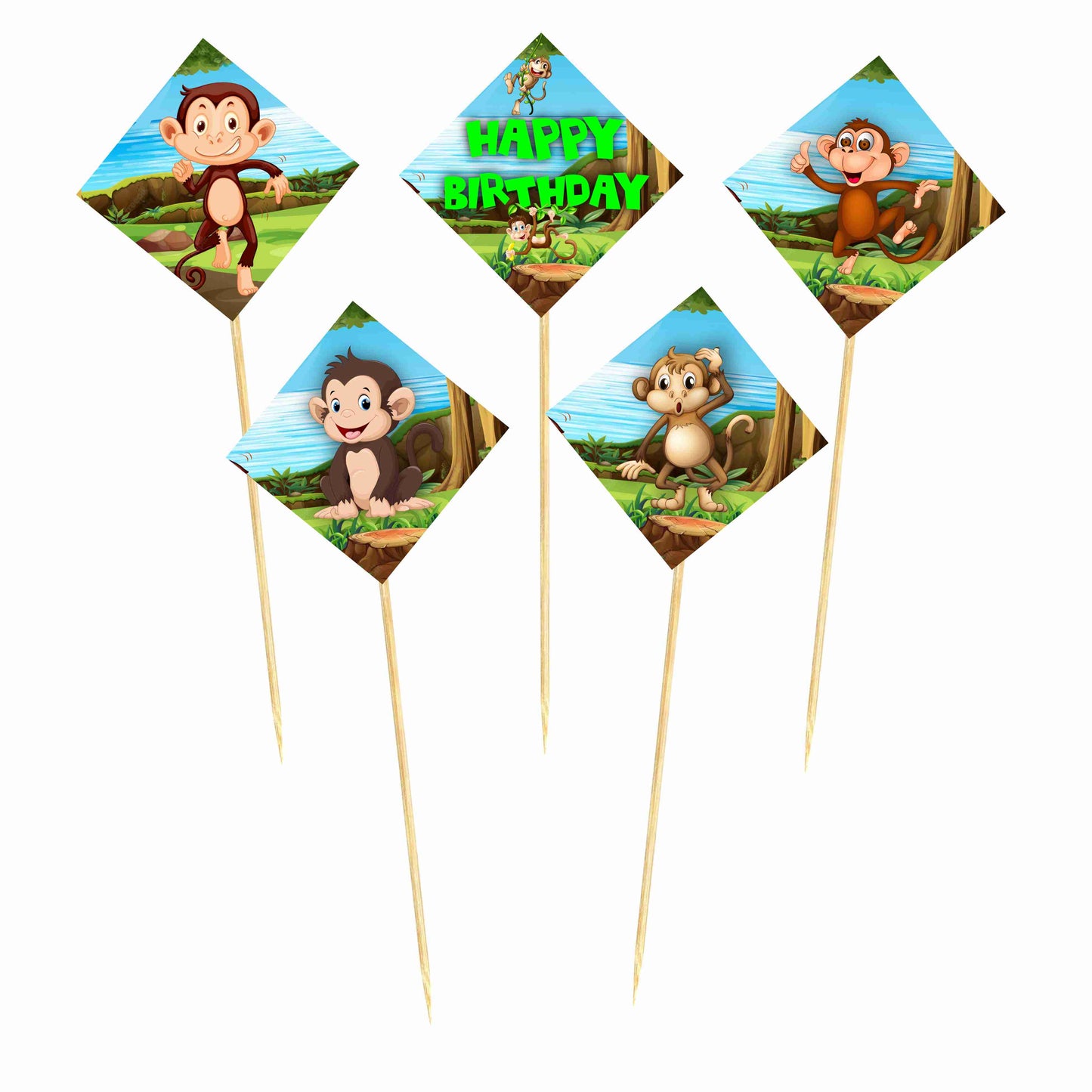 Monkey Theme Cake Topper Pack of 10 Nos for Birthday Cake Decoration Theme Party Item For Boys Girls Adults Birthday Theme Decor