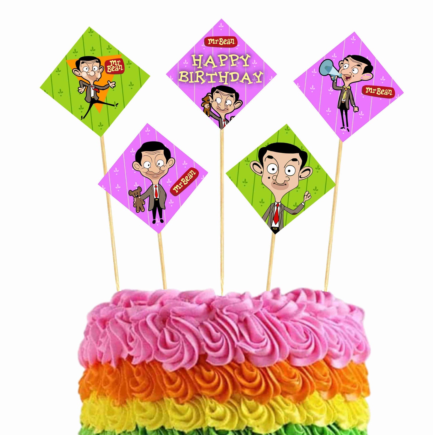 Mr Bean Theme Cake Topper Pack of 10 Nos for Birthday Cake Decoration Theme Party Item For Boys Girls Adults Birthday Theme Decor