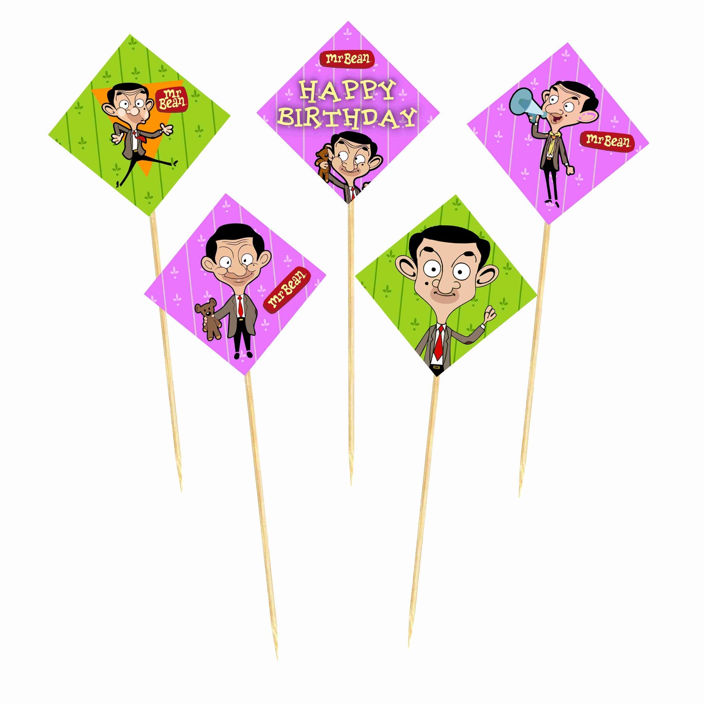Mr Bean Theme Cake Topper Pack of 10 Nos for Birthday Cake Decoration Theme Party Item For Boys Girls Adults Birthday Theme Decor