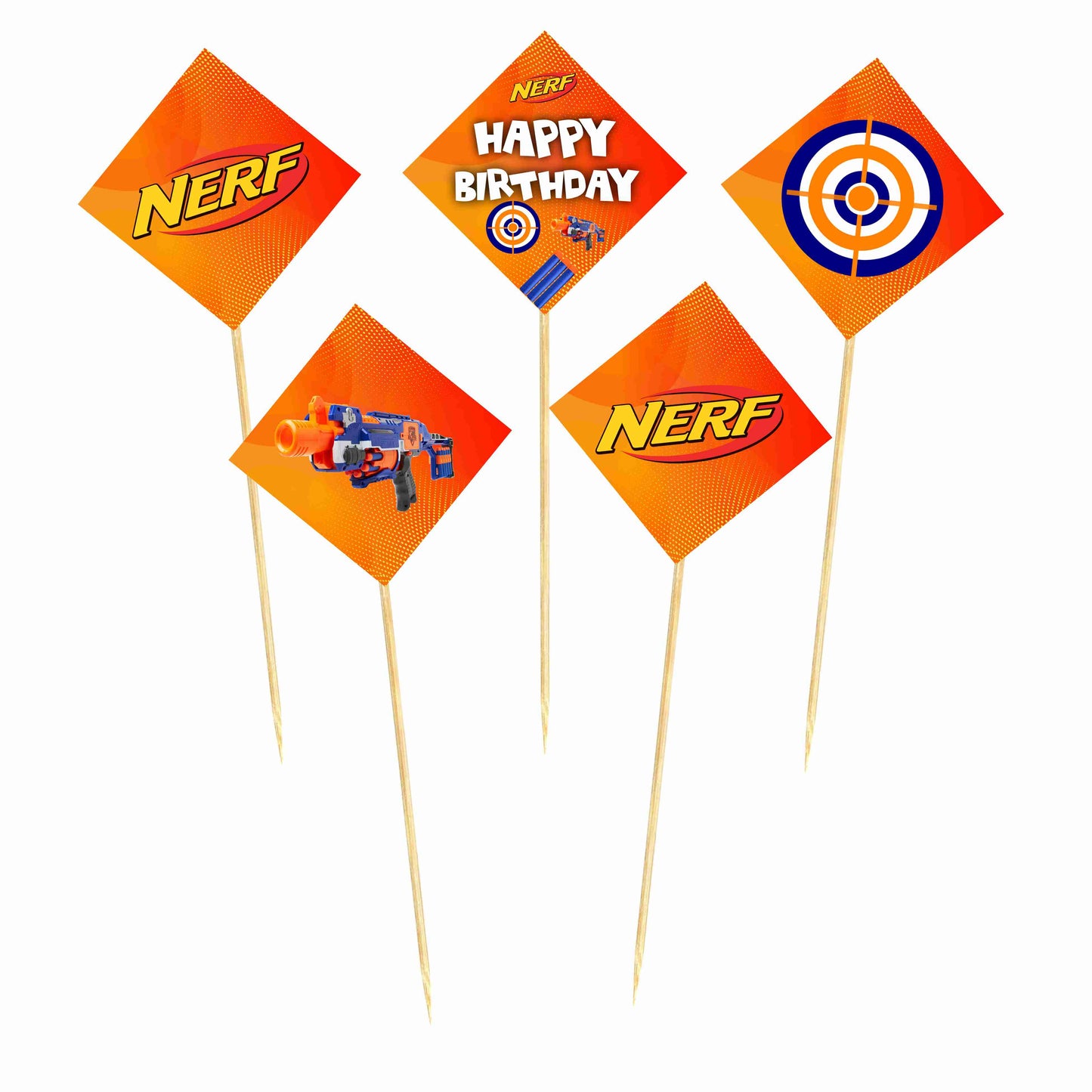 Nerf Theme Cake Topper Pack of 10 Nos for Birthday Cake Decoration Theme Party Item For Boys Girls Adults Birthday Theme Decor
