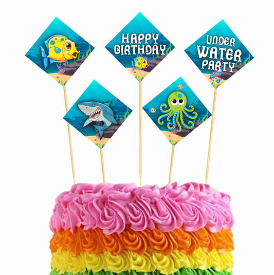 Ocean Underwater Theme Cake Topper Pack of 10 Nos for Birthday Cake Decoration Theme Party Item For Boys Girls Adults Birthday Theme Decor