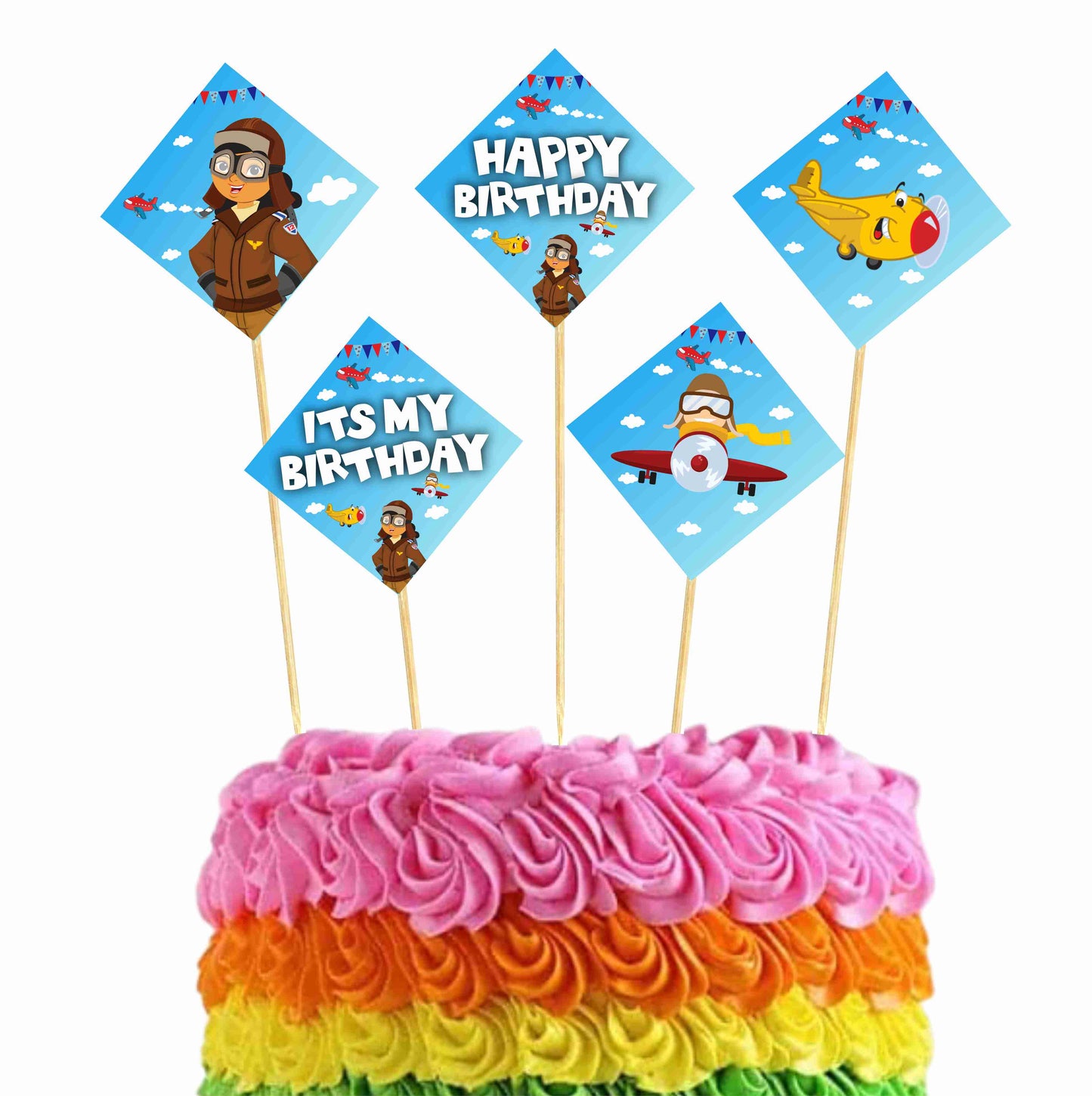 Pilot Theme Cake Topper Pack of 10 Nos for Birthday Cake Decoration Theme Party Item For Boys Girls Adults Birthday Theme Decor