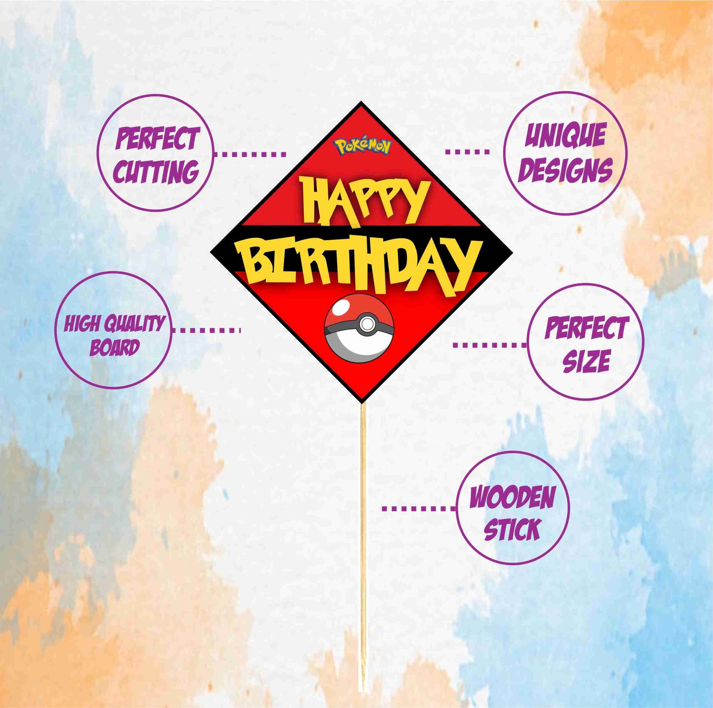 Pokemon Theme Cake Topper Pack of 10 Nos for Birthday Cake Decoration Theme Party Item For Boys Girls Adults Birthday Theme Decor