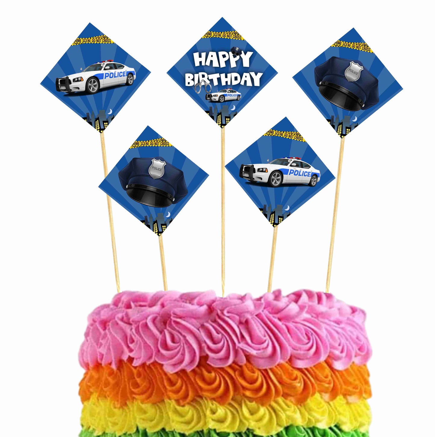 Police Theme Cake Topper Pack of 10 Nos for Birthday Cake Decoration Theme Party Item For Boys Girls Adults Birthday Theme Decor