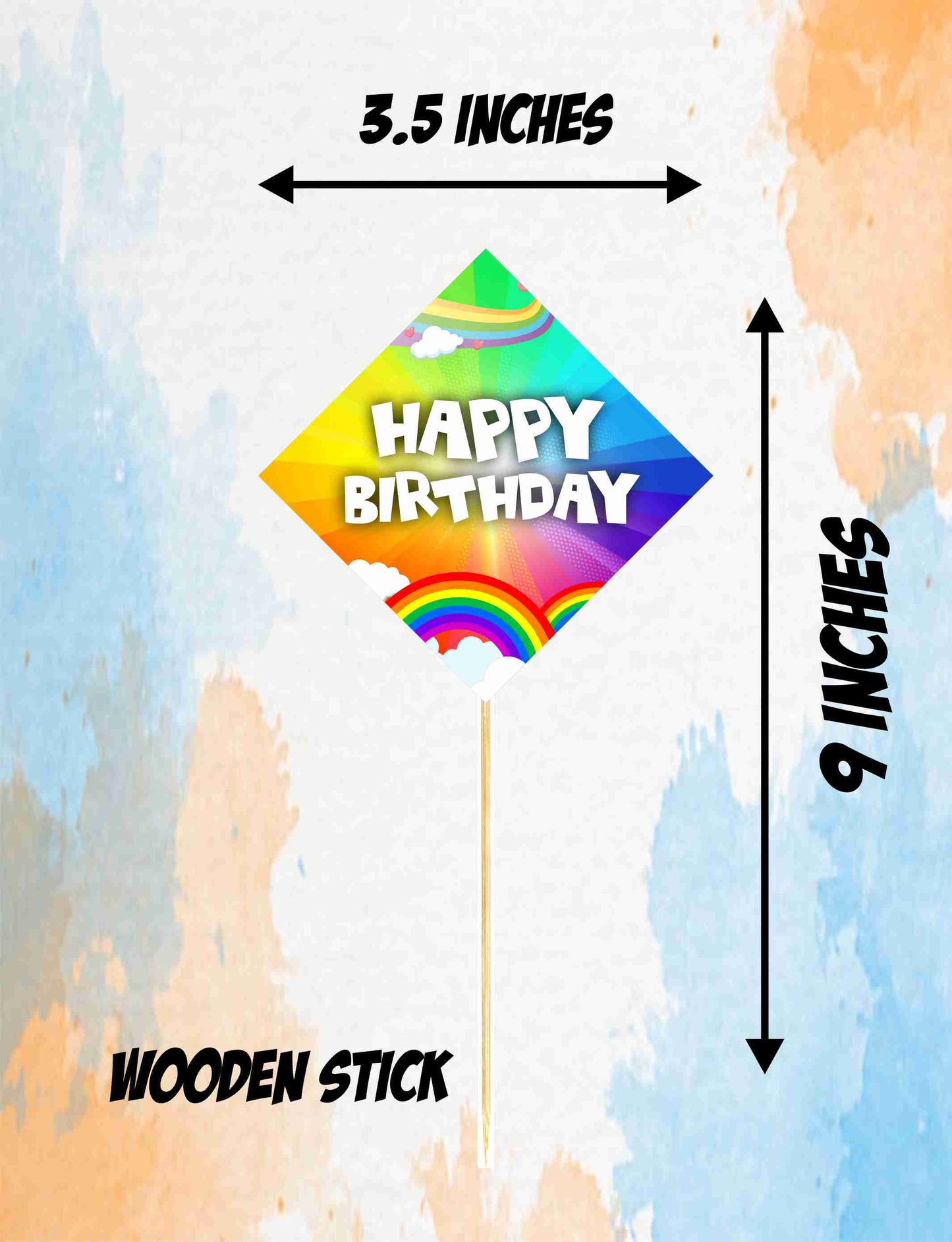 Rainbow Theme Cake Topper Pack of 10 Nos for Birthday Cake Decoration Theme Party Item For Boys Girls Adults Birthday Theme Decor