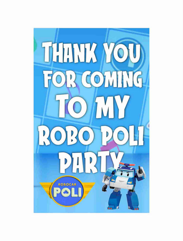 Robo Poli Theme Return Gifts Thank You Tags Thank u Cards for Gifts 20 Nos Cards and Glue Dots