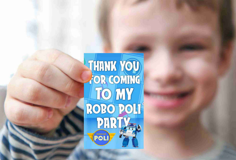 Robo Poli Theme Return Gifts Thank You Tags Thank u Cards for Gifts 20 Nos Cards and Glue Dots