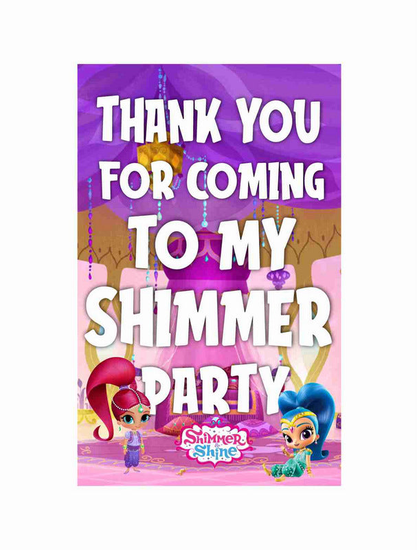 Shimmer and Shine Theme Return Gifts Thank You Tags Thank u Cards for Gifts 20 Nos Cards and Glue Dots