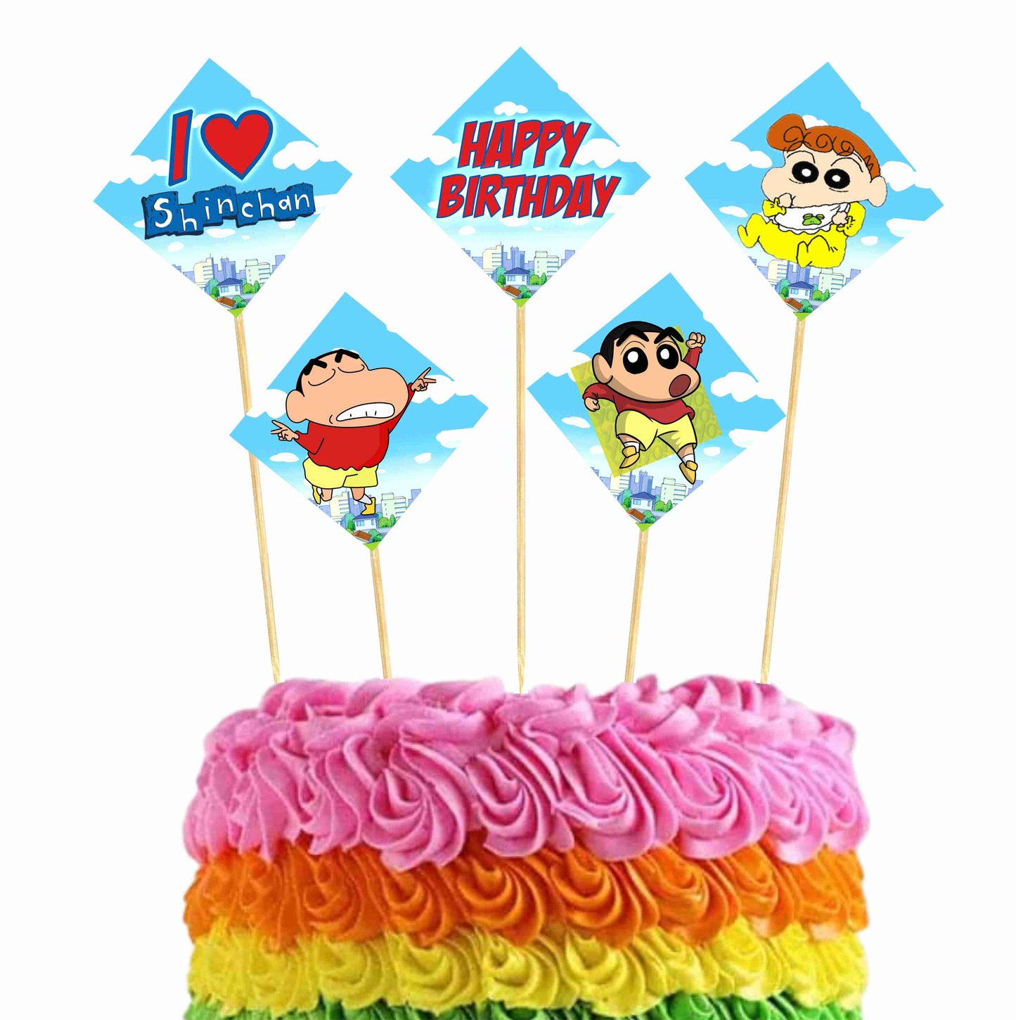 Shinchan Theme Cake Topper Pack of 10 Nos for Birthday Cake Decoration Theme Party Item For Boys Girls Adults Birthday Theme Decor