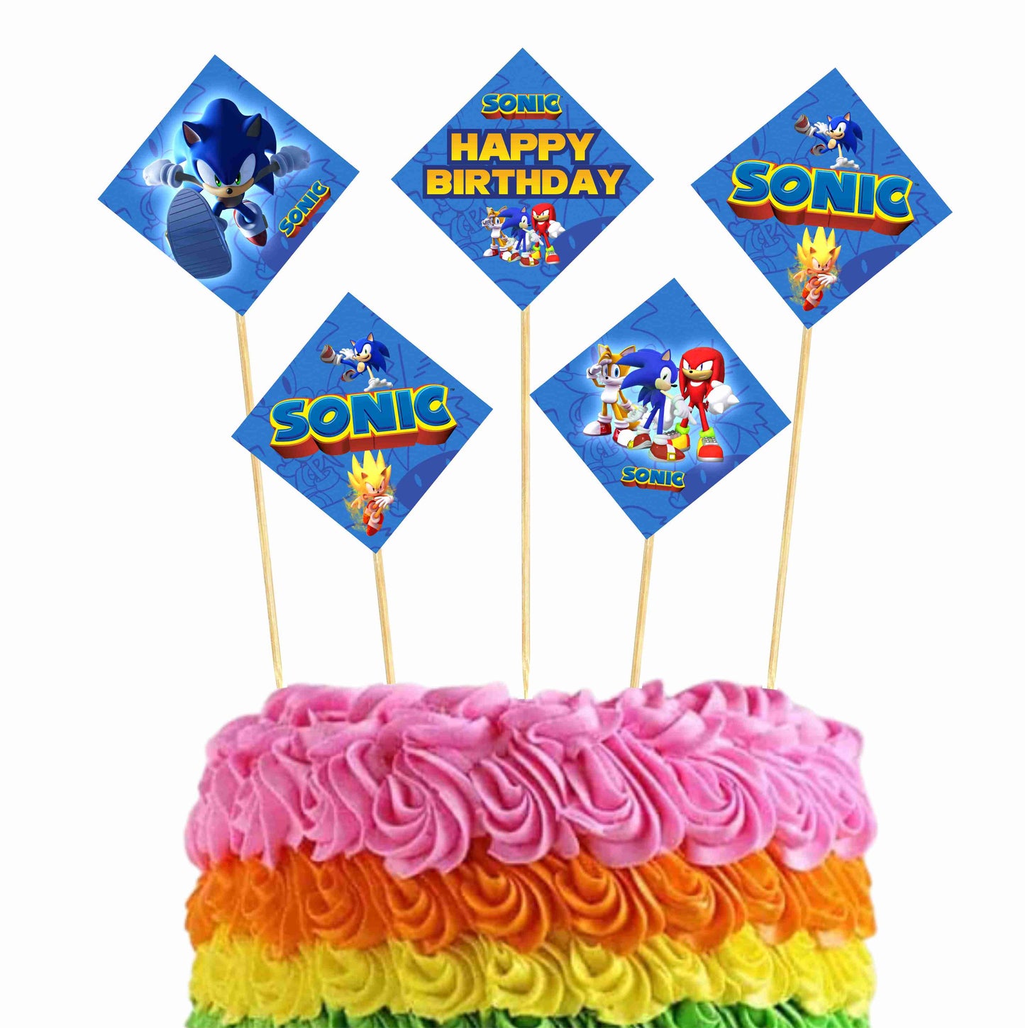 Sonic Theme Cake Topper Pack of 10 Nos for Birthday Cake Decoration Theme Party Item For Boys Girls Adults Birthday Theme Decor
