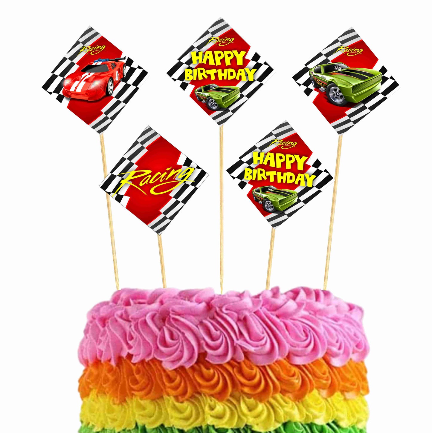 Sports Car Theme Cake Topper Pack of 10 Nos for Birthday Cake Decoration Theme Party Item For Boys Girls Adults Birthday Theme Decor
