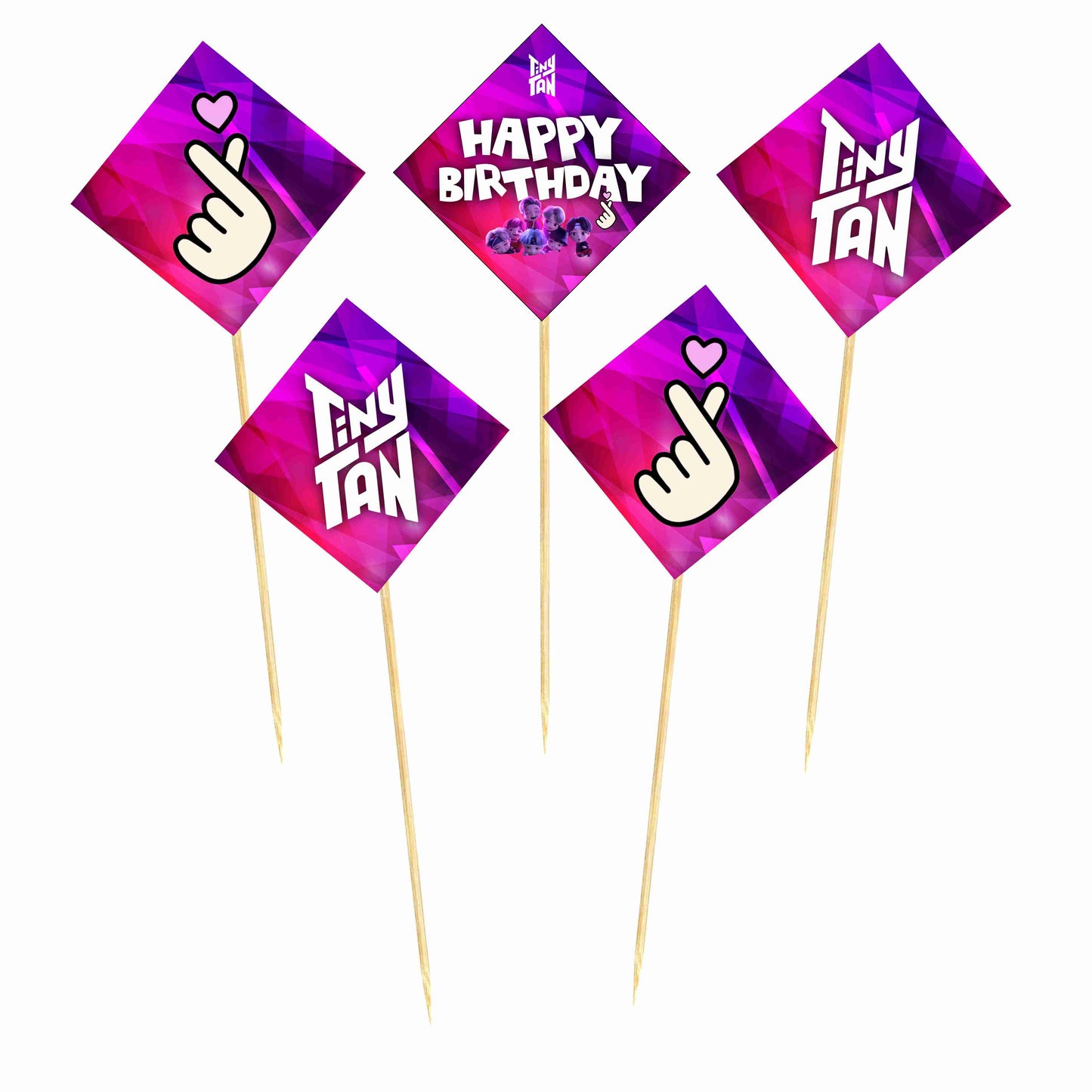 Tiny Tans Theme Cake Topper Pack of 10 Nos for Birthday Cake Decoration Theme Party Item For Boys Girls Adults Birthday Theme Decor