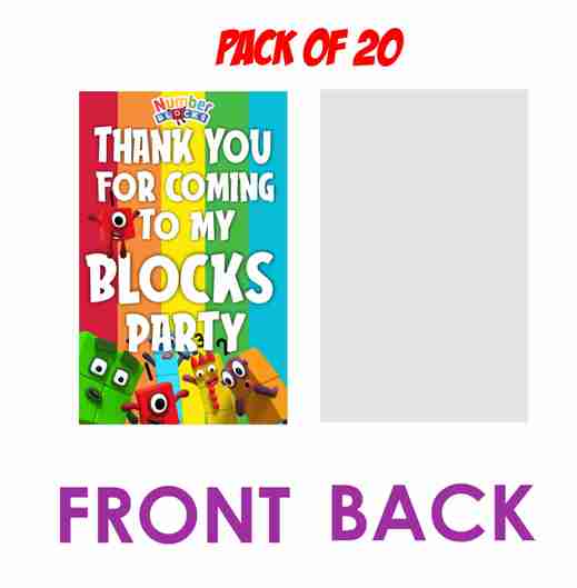 Number Blocks theme Return Gifts Thank You Tags Thank u Cards for Gifts 20 Nos Cards and Glue Dots