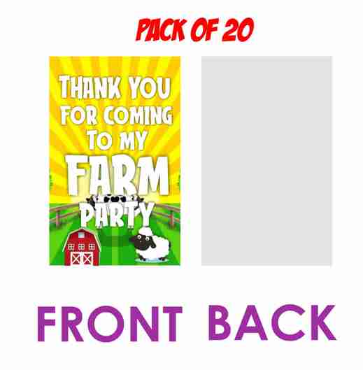 Farm Barnyard theme Return Gifts Thank You Tags Thank u Cards for Gifts 20 Nos Cards and Glue Dots