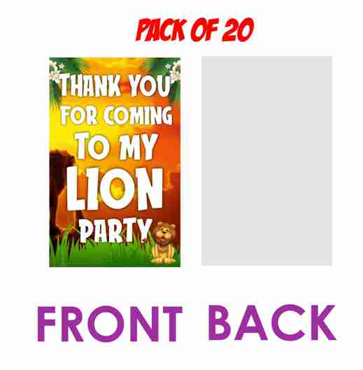 Lion theme Return Gifts Thank You Tags Thank u Cards for Gifts 20 Nos Cards and Glue Dots
