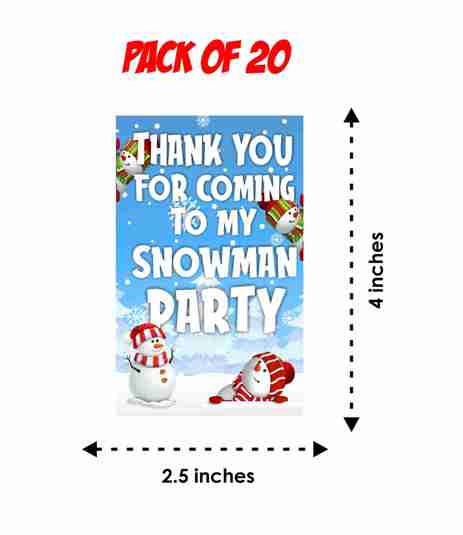 Snowman theme Return Gifts Thank You Tags Thank u Cards for Gifts 20 Nos Cards and Glue Dots