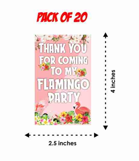 Flamingo theme Return Gifts Thank You Tags Thank u Cards for Gifts 20 Nos Cards and Glue Dots