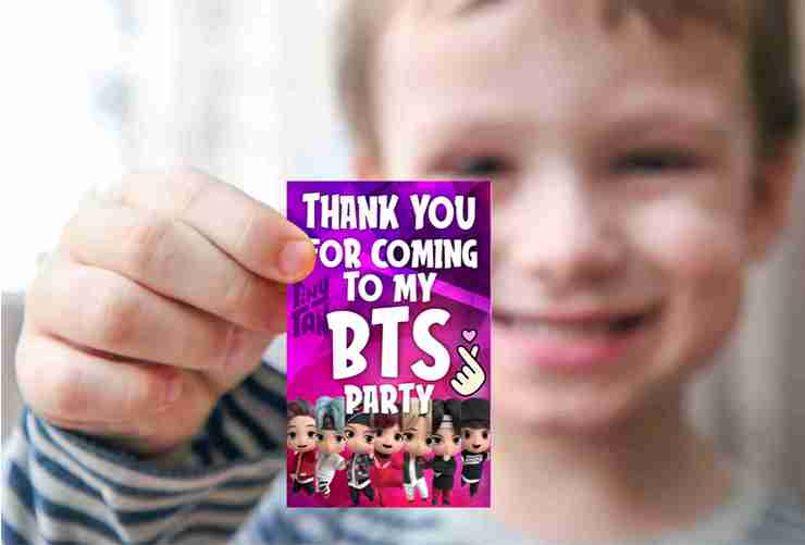 Tiny Tans BTS theme Return Gifts Thank You Tags Thank u Cards for Gifts 20 Nos Cards and Glue Dots