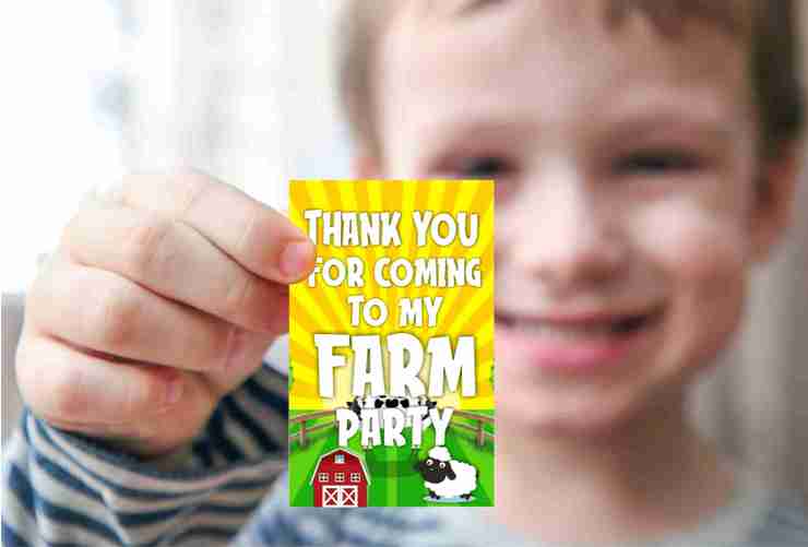 Farm Barnyard theme Return Gifts Thank You Tags Thank u Cards for Gifts 20 Nos Cards and Glue Dots