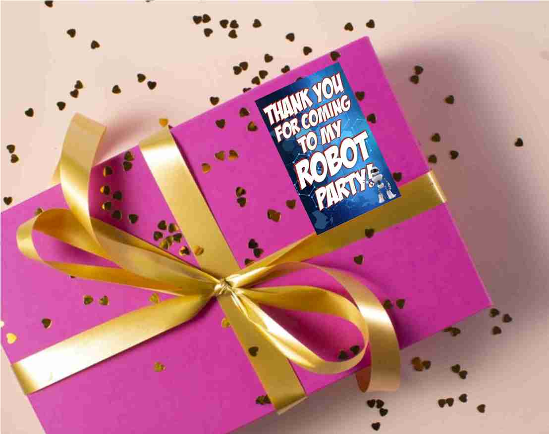 Robot theme Return Gifts Thank You Tags Thank u Cards for Gifts 20 Nos Cards and Glue Dots