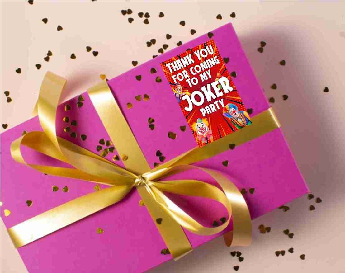 Joker theme Return Gifts Thank You Tags Thank u Cards for Gifts 20 Nos Cards and Glue Dots