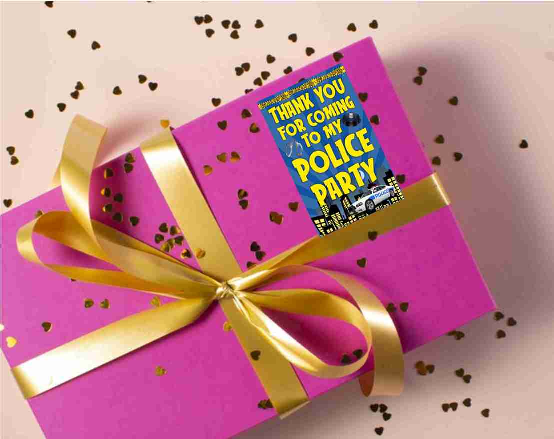 Police theme Return Gifts Thank You Tags Thank u Cards for Gifts 20 Nos Cards and Glue Dots